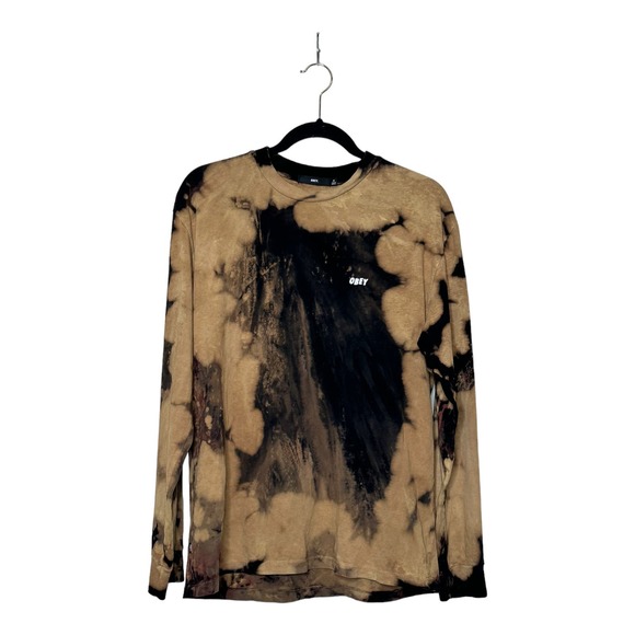 Obey men black brown tie dye long sleeves tee size M - Picture 7 of 9